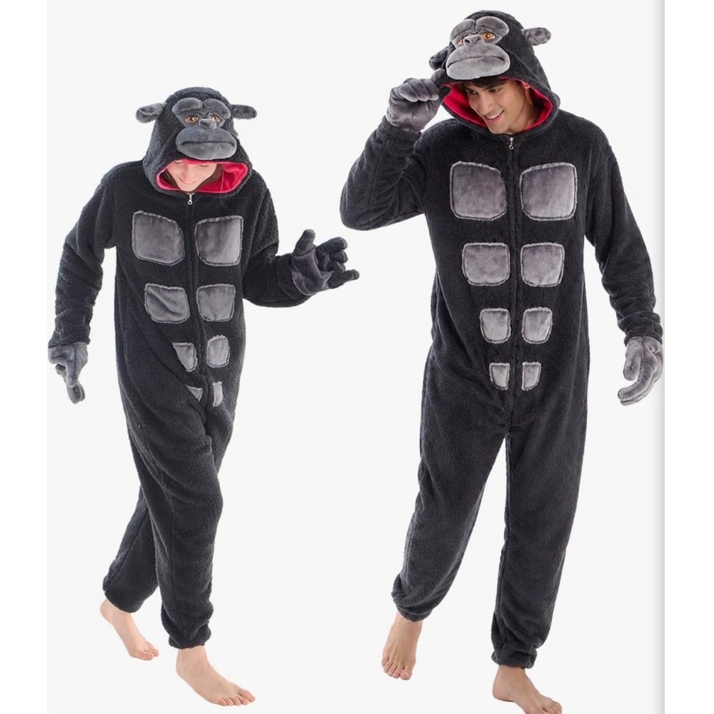 NWOT NEWCOSPLAY Unisex Adult One Piece Pajamas Animal Halloween Gorilla Costume